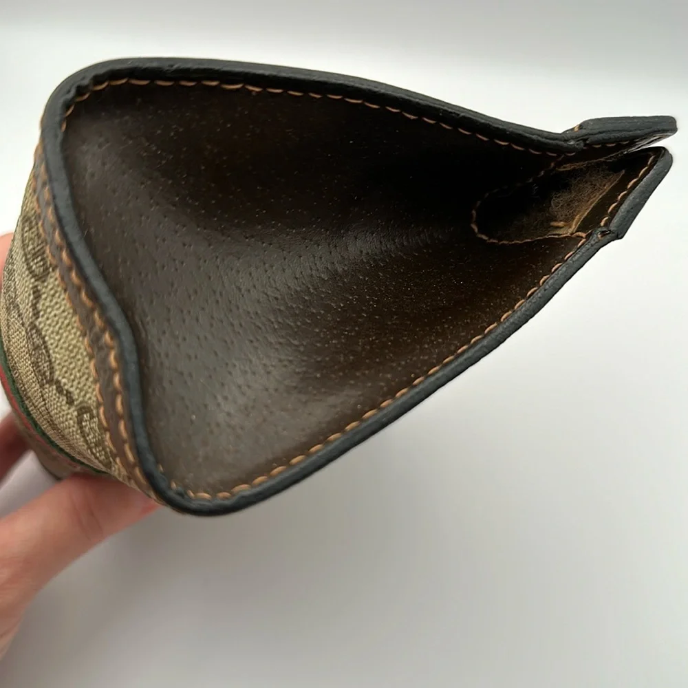 Gucci Beige Monogram Cosmetic Case with Green and Red Stripe